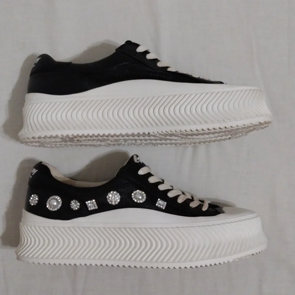 NEW Circus NY Sam Edelman Taelyn Rhinestone Platform Sneakers 9 Glam Streetwear